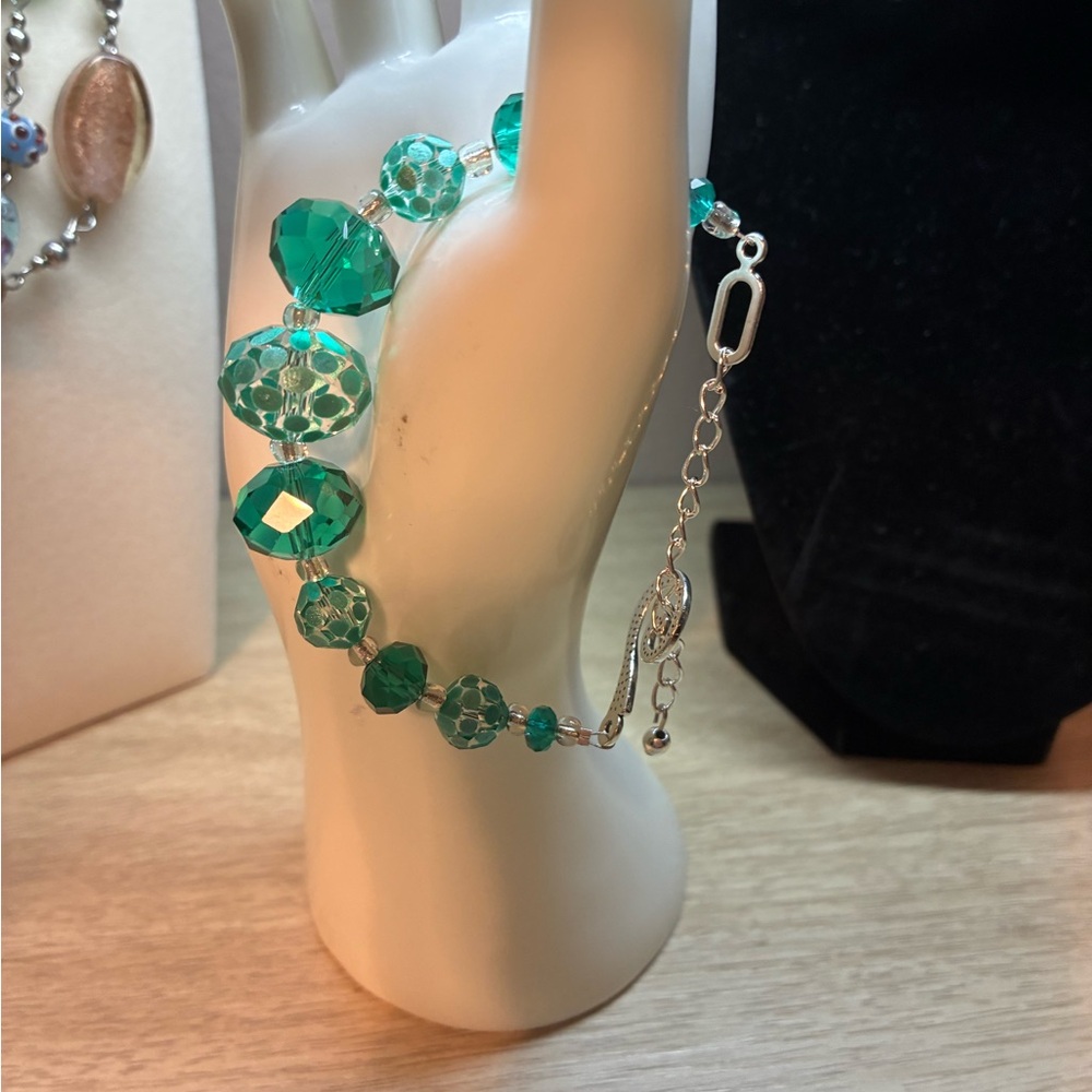 Chic Teal Crystal Bracelet 6” to 8”